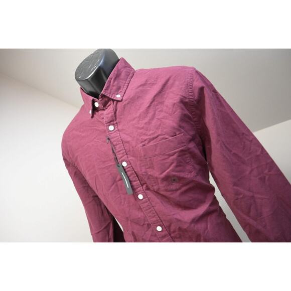 Express Dress Shirt Soft Wash Dark Red Long Sleeve Button Up Mens Sz Medium NWT - Picture 1 of 10